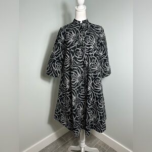 Zuri Long  Pirouette Button down Black Floral Shirt Dress Size XS
